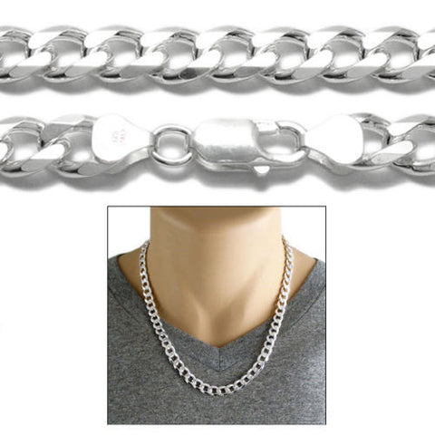 Sterling Silver Cuban Curb Chain Necklace 8mm (Gauge 220). Available in 5 Lengths.