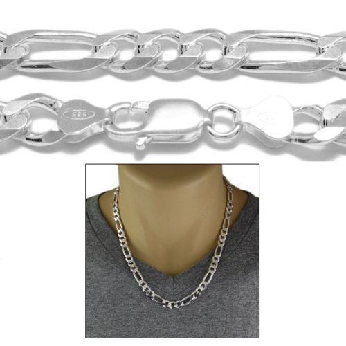 925 Sterling silver Figaro chain necklace in 8mm (Gauge 220) | 5 Lengths | Discount Jewelry | Combo photo