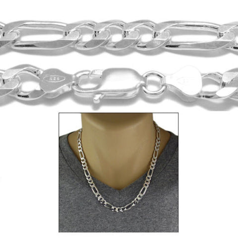 925 Sterling silver Figaro chain necklace in 8mm (Gauge 220) | 5 Lengths | Discount Jewelry | Combo photo