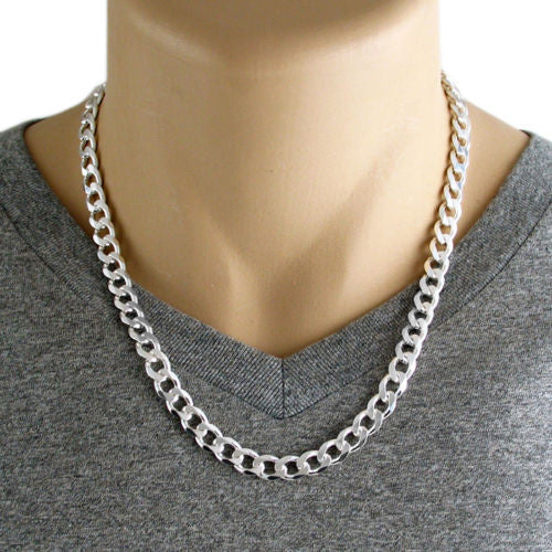 Sterling Silver Cuban Curb Chain Necklace 8mm (Gauge 220). Available in 5 Lengths.