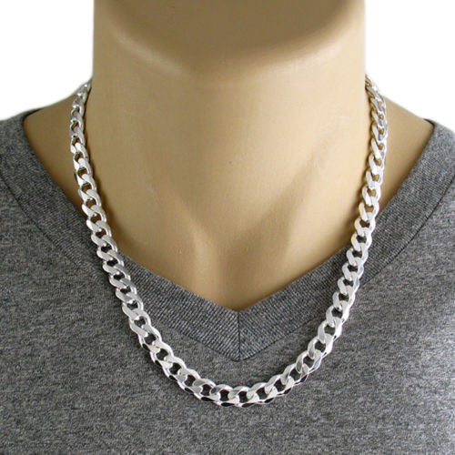 Sterling Silver Cuban Curb Chain Necklace 9mm (Gauge 250). Available in 4 Lengths.