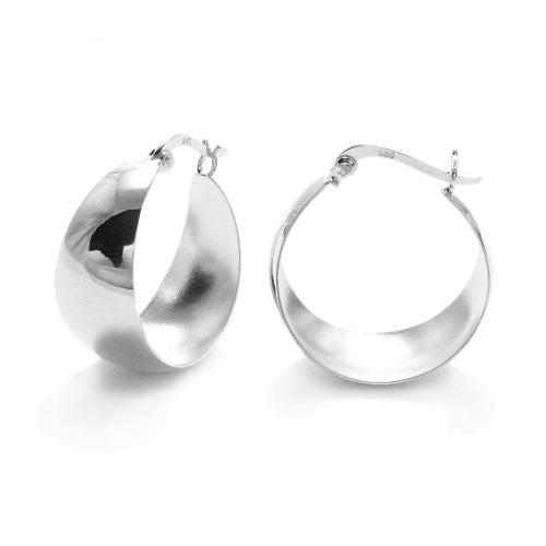 Stunning 25mm Cigar Band Design Hoop Earrings | Wholesale Sterling Silver Jewelry | Alternate