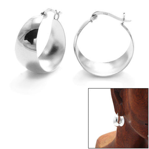 Stunning 25mm Cigar Band Design Hoop Earrings | Wholesale Sterling Silver Jewelry | Main