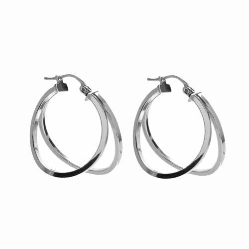 26mm Flare Out Double Hoop Design Earrings | Wholesale Sterling Silver Jewelry | Alternate