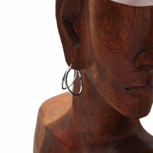 26mm Flare Out Double Hoop Design Earrings | Wholesale Sterling Silver Jewelry | Alternate