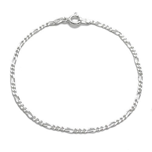 Elegant thin 2mm (050 Gauge) Figaro chain bracelet | Wholesale 925 Sterling Silver Jewelry | Item photo