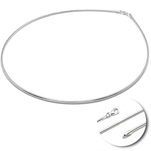 Sterling Silver Round Omega Chain Necklace 2mm. Available in 3 Lengths.