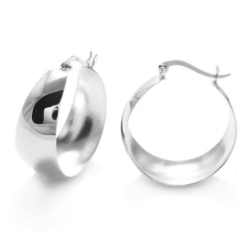 Stunning 30mm Cigar Band Design Hoop Earrings | Wholesale Sterling Silver Jewelry | Alternate
