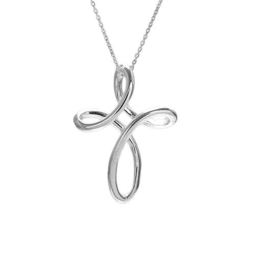 Stylish Twisting Design Cross Pendant - 31mm | Wholesale 925 Sterling Silver Pendant - Jewelry | Alternate