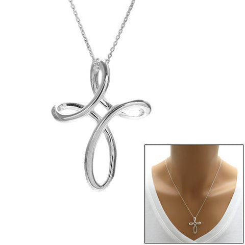 Stylish Twisting Design Cross Pendant - 31mm | Wholesale 925 Sterling Silver Pendant - Jewelry | Main