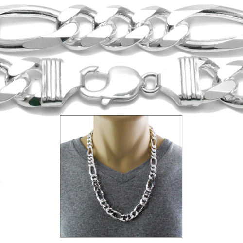 925 Sterling silver Figaro chain necklace in 14mm (Gauge 350) | 5 Lengths | Discount Jewelry | Combo photo