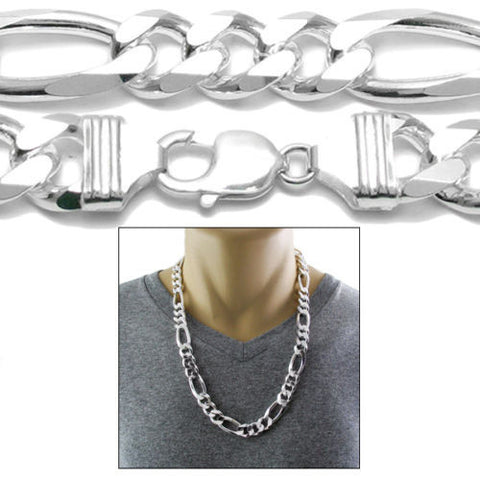 925 Sterling silver Figaro chain necklace in 14mm (Gauge 350) | 5 Lengths | Discount Jewelry | Combo photo