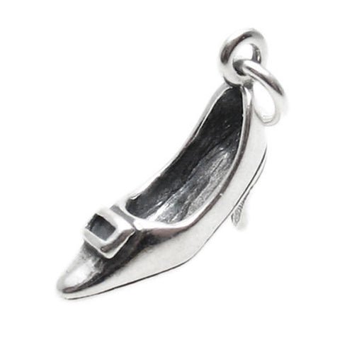 Detailed 3D Ladies Pumps Shoes Charm | Wholesale 925 Sterling Silver Charms - Jewelry | Main