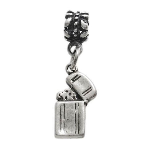 3D Lighter Charm with Euro Bead | Wholesale 925 Sterling Silver Charms - Jewelry | Main