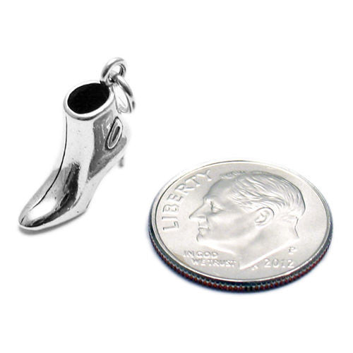 Stylish 3D Short Ankle Boot Charm | Wholesale 925 Sterling Silver Charms - Jewelry | Alternate