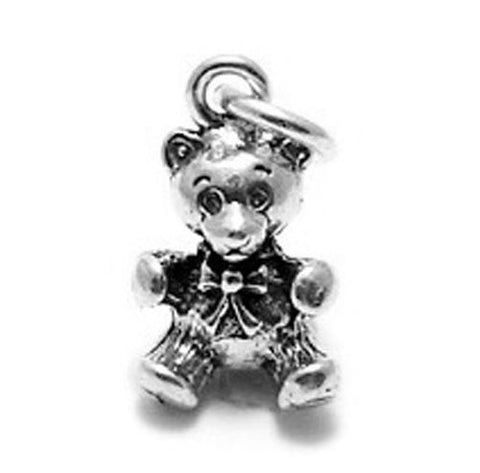 Adorable 3D Teddy Bear Charm | Wholesale 925 Sterling Silver Charms | Main