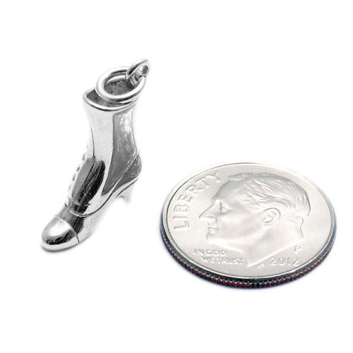 3D Victorian Boot Charm | Wholesale 925 Sterling Silver Charms - Jewelry | Alternate