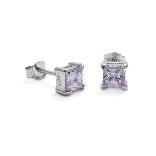 3mm 0.20 Carat Princess Cut CZ June Birthstone Earring | Wholesale Sterling Silver Jewelry | Alternate