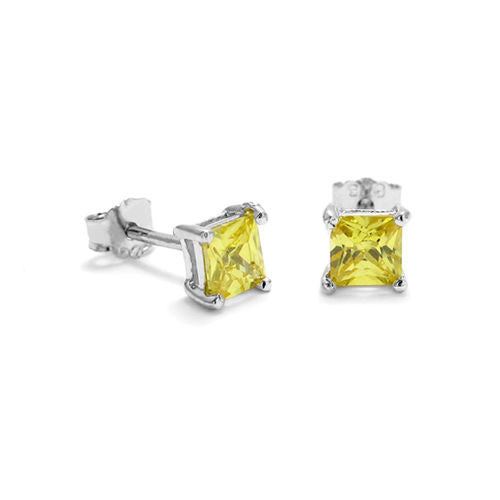 3mm 0.20 Carat Princess Cut CZ November Birthstone Earring | Wholesale Sterling Silver Jewelry | Alternate