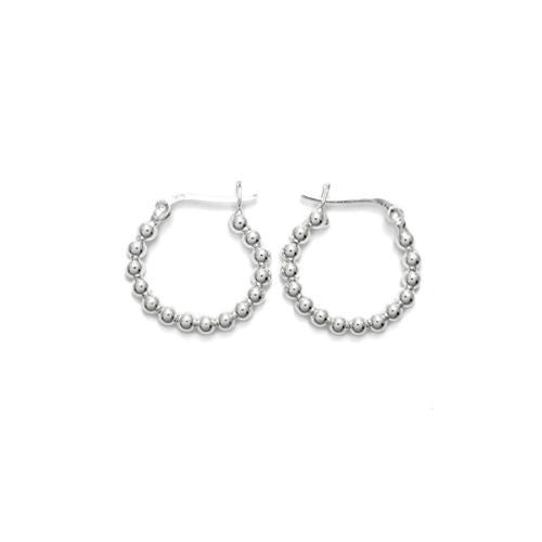 3mm Beaded Round Hoop Earrings in 20mm | Wholesale Sterling Silver Jewelry | Alternate