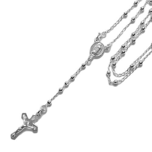Impeccable 3mm Faceted Beads Rosary Necklace - 4 Lengths | Wholesale 925 Sterling Silver Pendant - Jewelry | Alternate