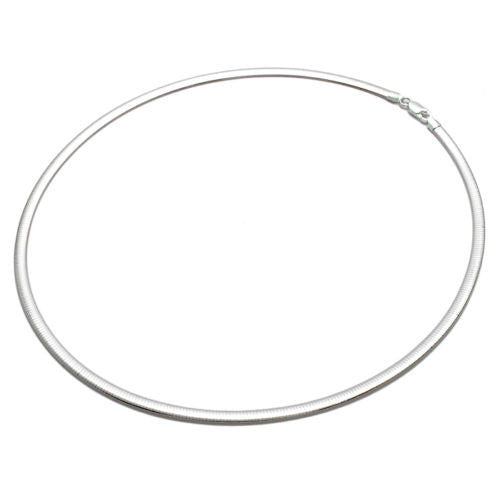 Sterling Silver Domed Reversible Gold and Silver Omega Chain Necklace 3mm. Available in 2 Lengths.