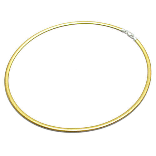Sterling Silver Domed Reversible Gold and Silver Omega Chain Necklace 4mm. Available in 16" Lengths.