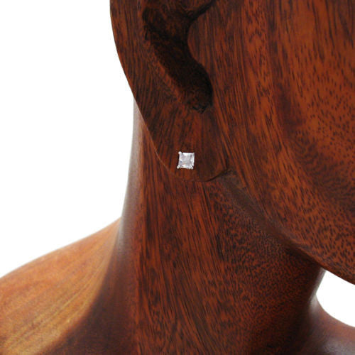 4mm 0.40 Carat Princess Cut CZ Birthstone Earring | Wholesale Sterling Silver Jewelry | Alternate