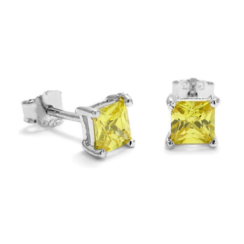 4mm 0.40 Carat Princess Cut CZ November Birthstone Earring | Wholesale Sterling Silver Jewelry | Alternate