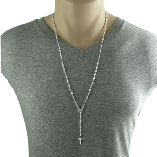 Marvelous 4mm Faceted Beads Rosary Necklace | Wholesale 925 Sterling Silver Pendant - Jewelry | Alternate