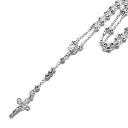 Marvelous 4mm Faceted Beads Rosary Necklace | Wholesale 925 Sterling Silver Pendant - Jewelry | Alternate