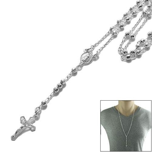 Marvelous 4mm Faceted Beads Rosary Necklace | Wholesale 925 Sterling Silver Pendant - Jewelry | Main