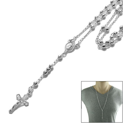 Marvelous 4mm Faceted Beads Rosary Necklace | Wholesale 925 Sterling Silver Pendant - Jewelry | Main