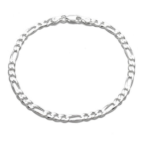 Handsome 4mm (100 Gauge) Figaro link chain bracelet | Wholesale 925 Sterling Silver Jewelry | Item photo