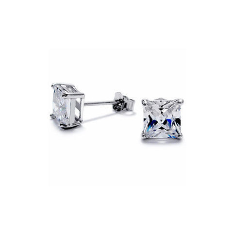 4mm Princess Cut Square 0.50 Carat CZ Post Stud Earrings | Wholesale Sterling Silver Jewelry | Main