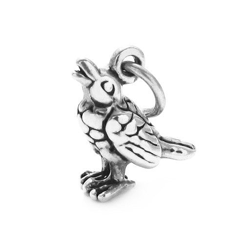 Calling Bird Charm in 3D. Sterling Silver.