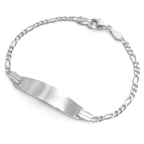 Classy Engravable Figaro Link Child's I.D. Bracelet - 5.5 Inch (2mm) | Wholesale 925 Sterling Silver Jewelry | Alternate