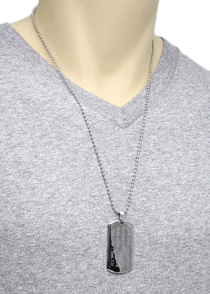 2" (50mm) engravable dog tag with ball chain | Wholesale 316L Stainless Steel Jewelry | Alternate photo