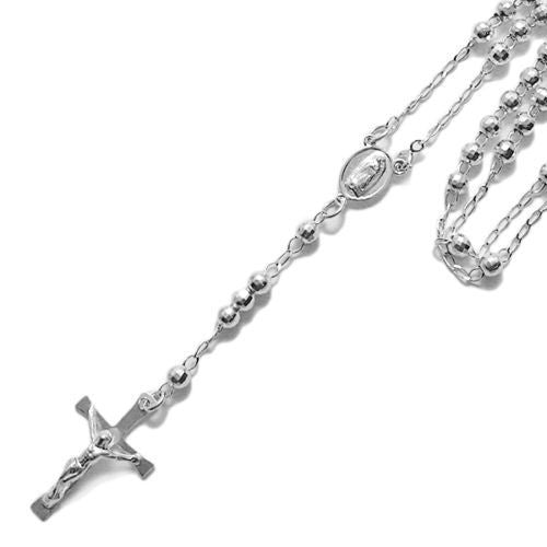 Dashing 5mm Faceted Beads Rosary Necklace - 2 Lengths | Wholesale 925 Sterling Silver Pendant - Jewelry | Alternate