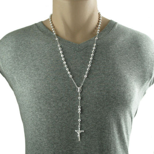 Wonderful 6mm Faceted Beads Rosary Necklace - 2 Lengths | Wholesale 925 Sterling Silver Pendant - Jewelry | Alternate