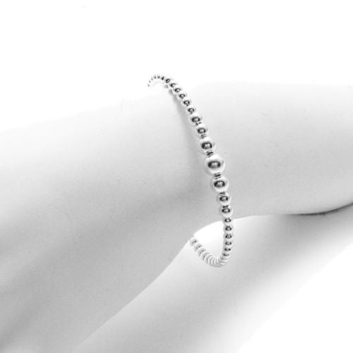Classy Beaded Cuff Bangle Bracelet - 7 Inch | Wholesale 925 Sterling Silver Jewelry | Alternate