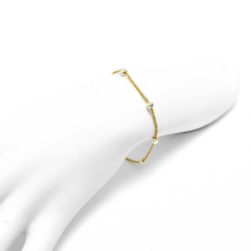 Wonderful 7" Gold Rock Bracelet with Silver Faceted Beads | Wholesale Sterling Silver Jewelry | Alternate