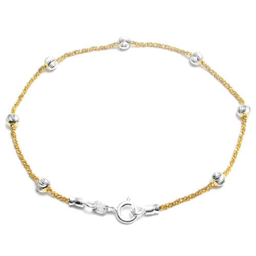 Wonderful 7" Gold Rock Bracelet with Silver Faceted Beads | Wholesale Sterling Silver Jewelry | Main