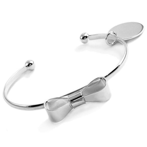 Adorable Alpaca Silver 7" Ribbon Cuff Bracelet with Engravable Round Tag - Silver | Wholesale Fashion Jewelry | Alternate