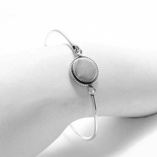 Sterling Silver Monogram Bracelet Round with Rope Edge