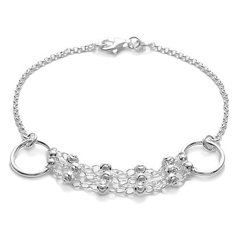 Dashing 7" Triple Strand Beads and Rings Bracelet | Wholesale 925 Sterling Silver Jewelry | Main