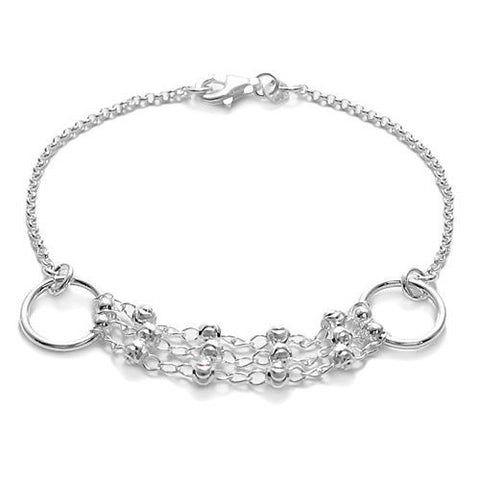 Dashing 7" Triple Strand Beads and Rings Bracelet | Wholesale 925 Sterling Silver Jewelry | Main