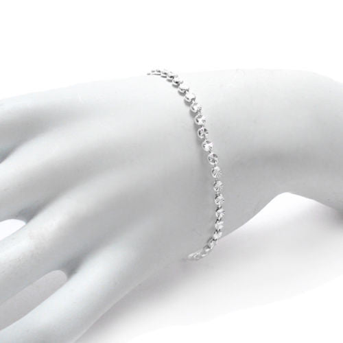 Cute 7.5" Dia Cut Flat Circle Bead Bracelet | Wholesale 925 Sterling Silver Jewelry | Alternate