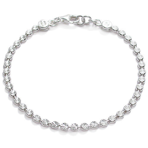 Cute 7.5" Dia Cut Flat Circle Bead Bracelet | Wholesale 925 Sterling Silver Jewelry | Main