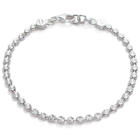 Cute 7.5" Dia Cut Flat Circle Bead Bracelet | Wholesale 925 Sterling Silver Jewelry | Main